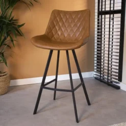 Industriële barkruk Juno Taupe - Zithoogte 70 cm - Kunstleder - Taupe