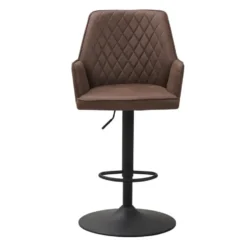 Industriële barkruk Novan taupe - Zithoogte 68 cm - Stof - Taupe
