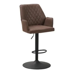Industriële barkruk Novan taupe - Zithoogte 68 cm - Stof - Taupe