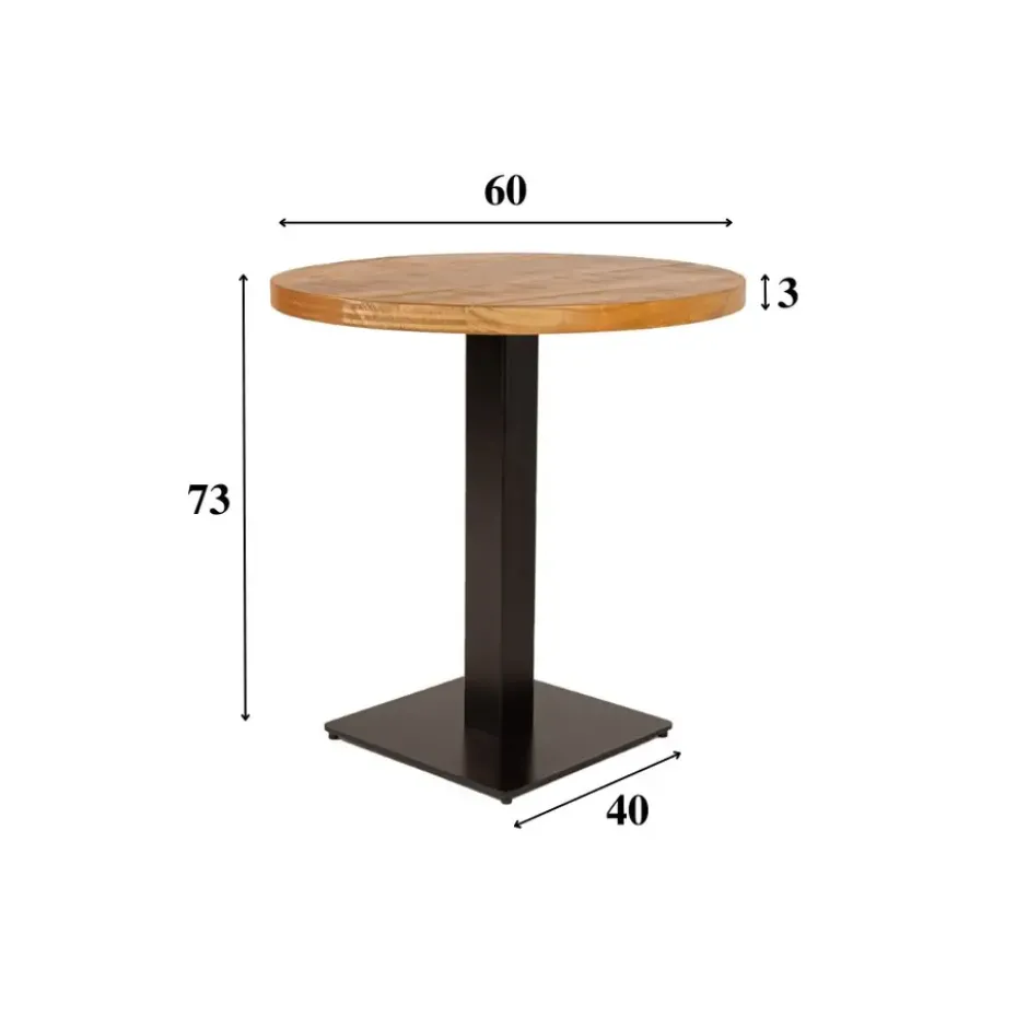 Industriële bistrotafel 70x70 rond metaal mangohout 70x70x73 cm Mangohout
