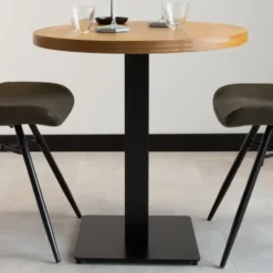 Industriële bistrotafel 70x70 rond metaal mangohout 70x70x73 cm Mangohout