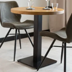 Industriële bistrotafel 70x70 rond metaal mangohout 70x70x73 cm Mangohout
