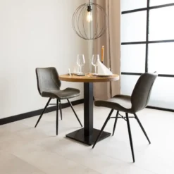 Industriële bistrotafel 70x70 rond metaal mangohout 70x70x73 cm Mangohout