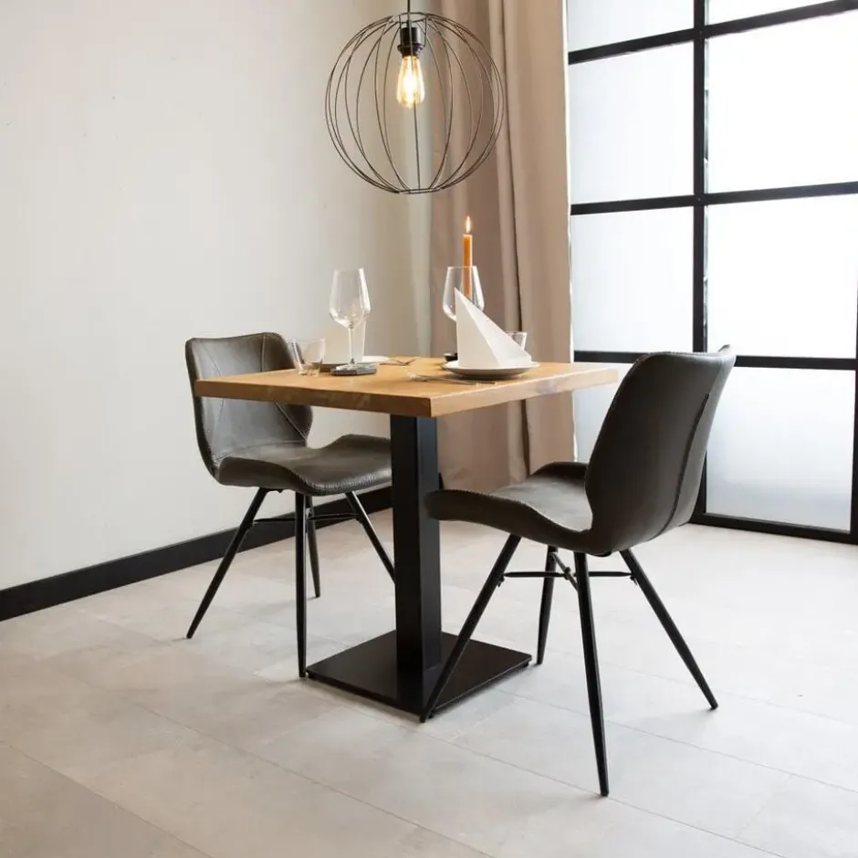Industriële bistrotafel 80x80 vierkant metaal mangohout 80x80x73 cm