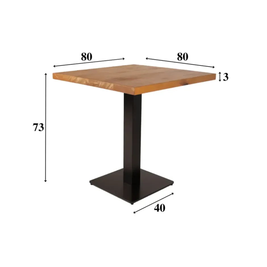 Industriële bistrotafel 80x80 vierkant metaal mangohout 80x80x73 cm
