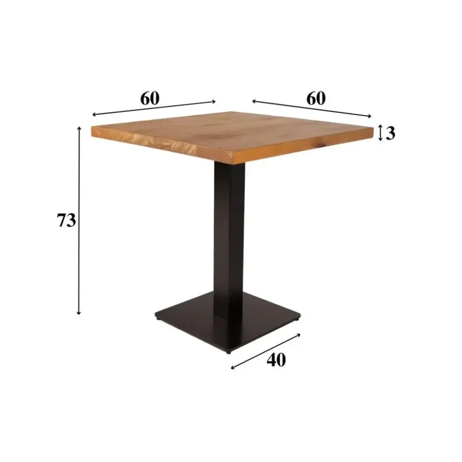 Industriële bistrotafel 80x80 vierkant metaal mangohout 80x80x73 cm