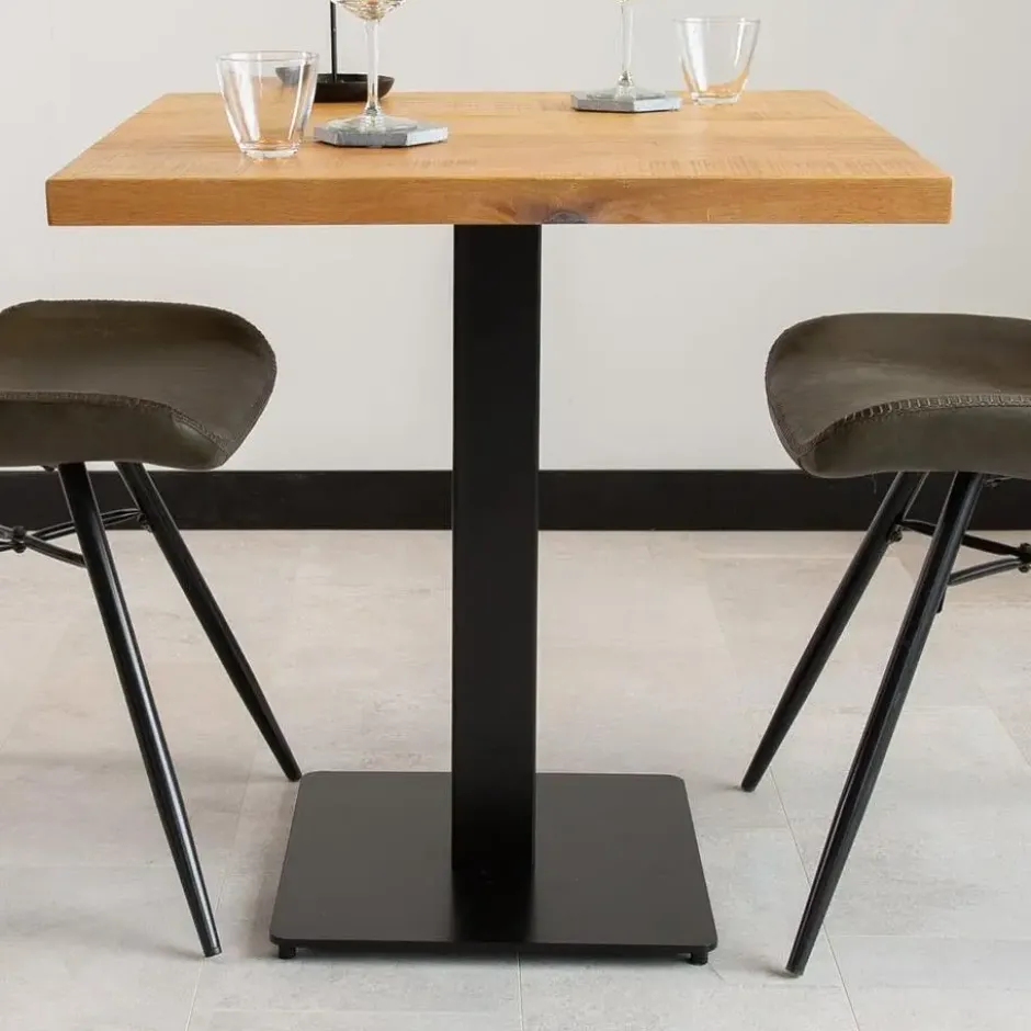 Industriële bistrotafel 80x80 vierkant metaal mangohout 80x80x73 cm