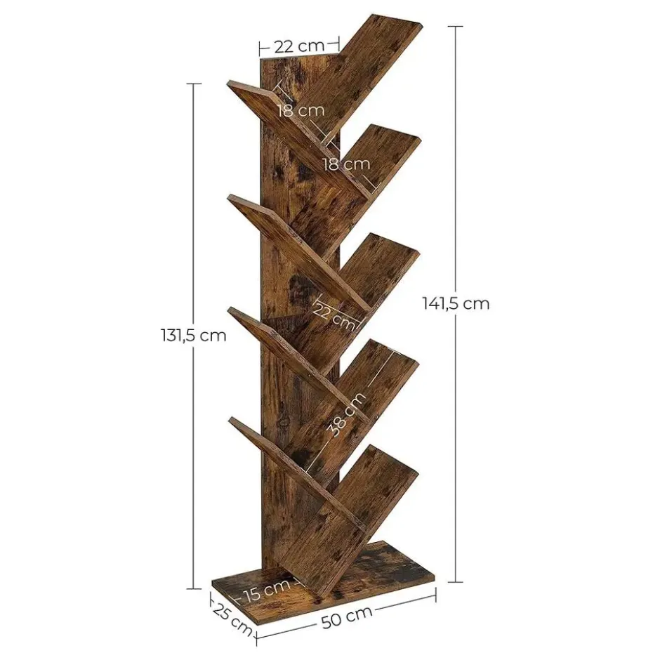 Industriële Boekenkast - Vintage - 8 Planken - Hout - Bruin