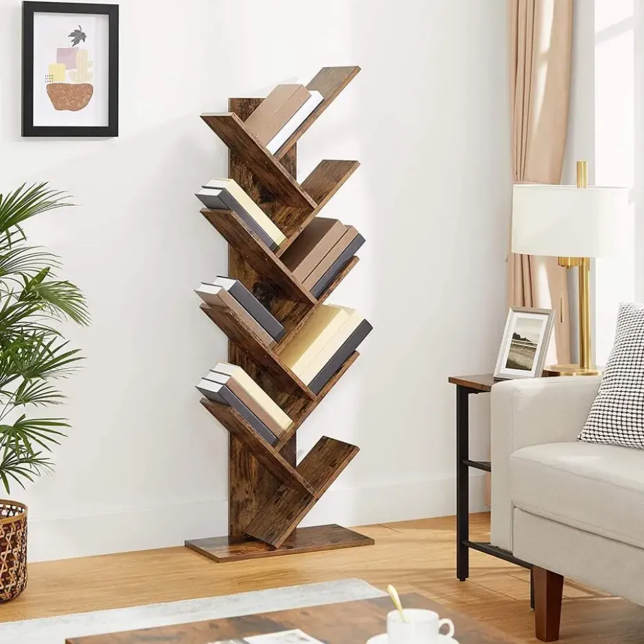 Industriële Boekenkast - Vintage - 8 Planken - Hout - Bruin