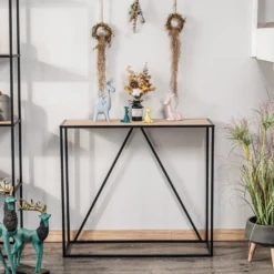 Industriële houten en zwarte metalen consolestijl