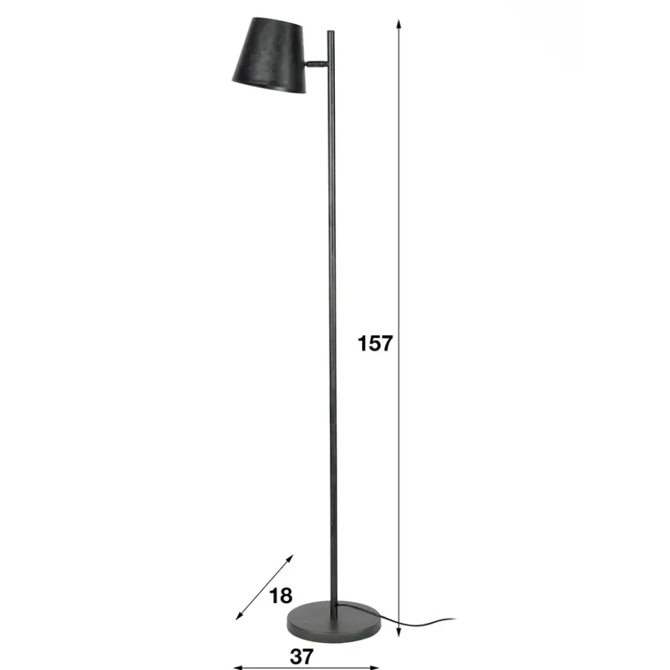 Industriële vloerlamp Sienna metaal antraciet - 157x37x157 cm - Metaal - Grijs