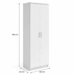 Interiax Kledingkast 'Amelie' - Wit - 2 Deurs - 180x60x40 cm