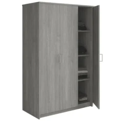 Interiax Kledingkast 'Amelie' - Grijze Eik - 3 Deurs - 180x120x54 cm