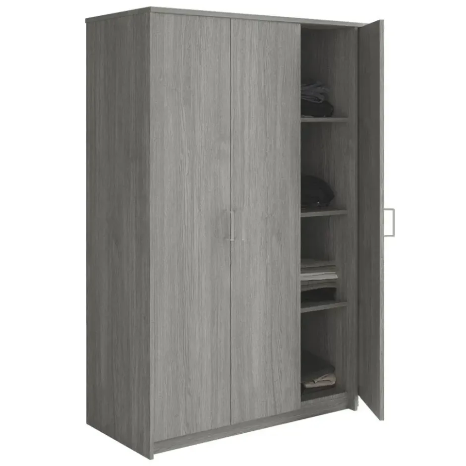 Interiax Kledingkast 'Amelie' - Grijze Eik - 3 Deurs - 180x120x54 cm