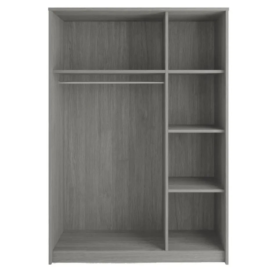 Interiax Kledingkast 'Amelie' - Grijze Eik - 3 Deurs - 180x120x54 cm