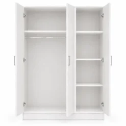 Interiax Kledingkast 'Amelie' - Wit - 3 Deurs - 180x120x54 cm