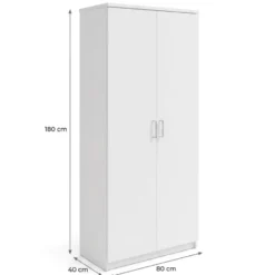 Interiax Kledingkast 'Amelie' - Wit - 2 Deurs - 180x80x40 cm