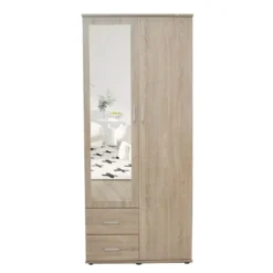 Interiax Kledingkast 'Lena' - Sonoma Eik - 2 Deurs - 185x80x52cm