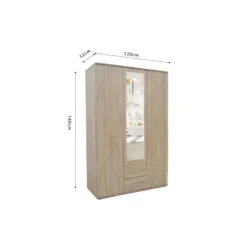 Interiax Kledingkast 'Lena' - Sonoma Eik - 3 Deurs - 185x120x52cm