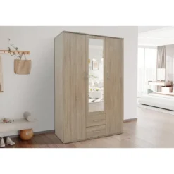 Interiax Kledingkast 'Lena' - Sonoma Eik - 3 Deurs - 185x120x52cm