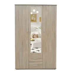 Interiax Kledingkast 'Lena' - Sonoma Eik - 3 Deurs - 185x120x52cm