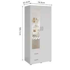 Interiax Kledingkast 'Lena' - Wit - 2 Deurs - 185x80x52cm