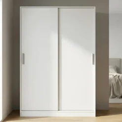 Interiax Kledingkast 'Novara' - 2 Schuifdeuren - Wit - 182x120x50cm