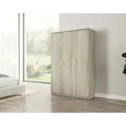 Interiax Opbergkast - Kledingkast 'Amelie' - Sonoma Eik - 3 Deurs - 180x120x40cm