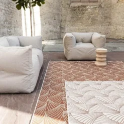 Interieur05 Buitenkleed Deco Roest/Wit - 340 x 240 cm