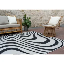 Interieur05 Buitenkleed Swirl Zwart - 340 x 240 cm
