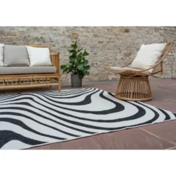 Interieur05 Buitenkleed Swirl Zwart - 340 x 240 cm