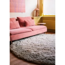 Interieur05 hoogpolig vloerkleed polyester Pilo groen/beige - 240 x 240 cm