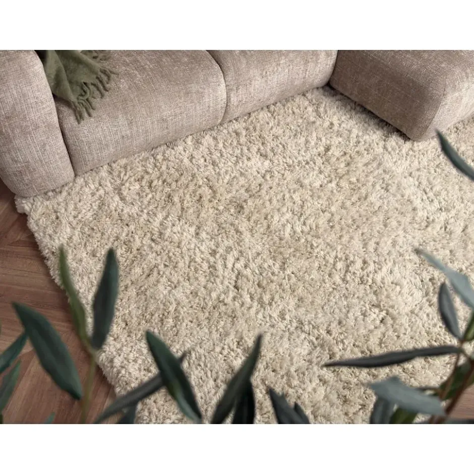 Interieur05 hoogpolig vloerkleed polyester Pilo ivoor/wit - 150 x 80 cm