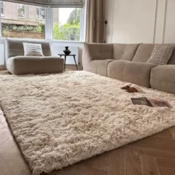Interieur05 hoogpolig vloerkleed polyester Pilo ivoor/wit - 150 x 80 cm