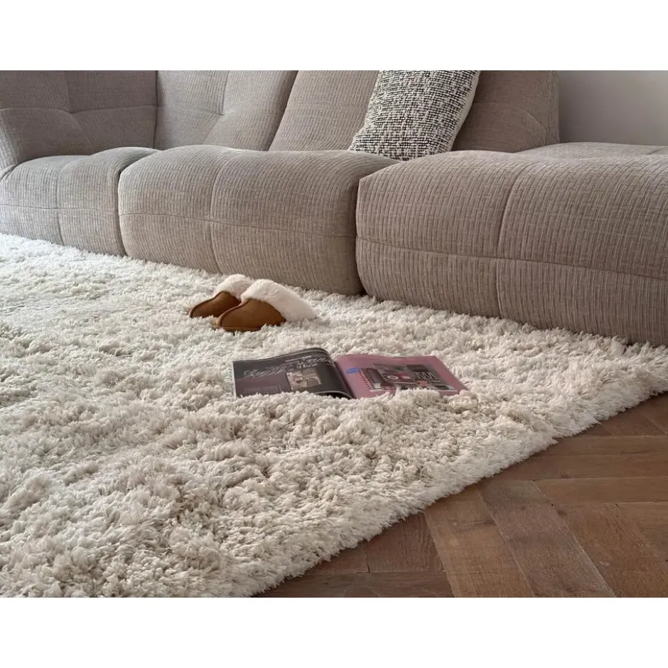 Interieur05 hoogpolig vloerkleed polyester Pilo ivoor/wit - 290 x 200 cm