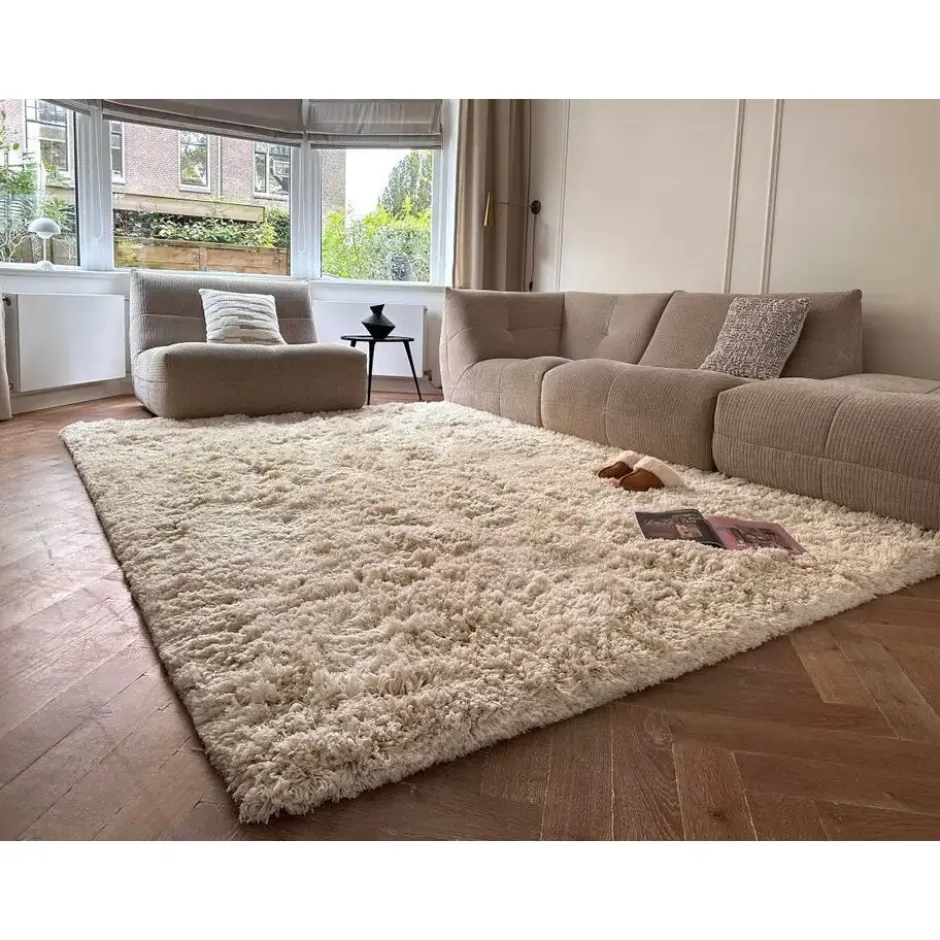 Interieur05 hoogpolig vloerkleed polyester Pilo ivoor/wit - 290 x 200 cm