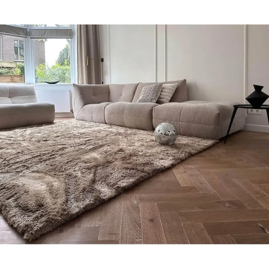 Interieur05 Hoogpolig vloerkleed Odelia Bruin/taupe - 160 x 230 cm