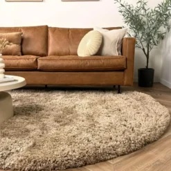 Interieur05 organisch hoogpolig vloerkleed polyester Pilo taupe - 340 x 240 cm