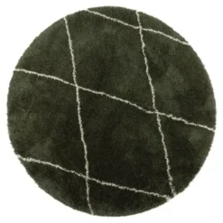 Interieur05 rond berber vloerkleed Nea groen/cream - 160 x 160 cm
