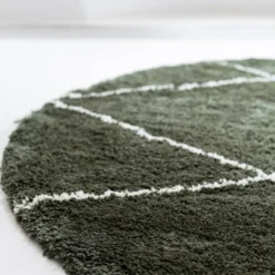Interieur05 rond berber vloerkleed Nea groen/cream - 160 x 160 cm