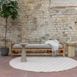 Interieur05 rond buitenkleed jute naturel zigzag - 240 x 240 cm