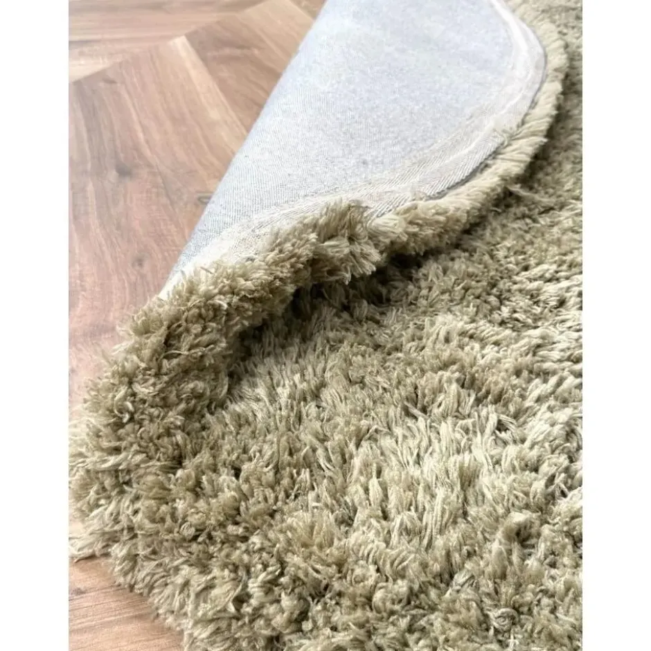 Interieur05 rond hoogpolig vloerkleed polyester Pilo groen - 290 x 200 cm
