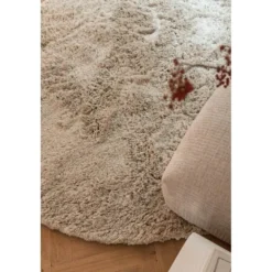 Interieur05 rond Hoogpolig Vloerkleed Polyester Pilo Beige - 240 x 240 cm