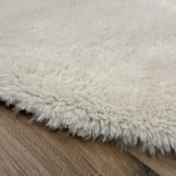 Interieur05 rond hoogpolig vloerkleed Furr beige - 200 x 200 cm
