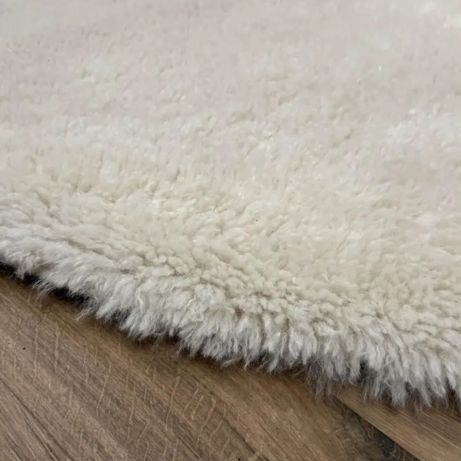 Interieur05 rond hoogpolig vloerkleed Furr beige - 200 x 200 cm