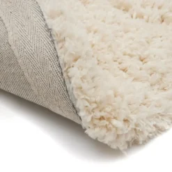 Interieur05 rond hoogpolig vloerkleed polyester Pilo ivoor/wit - 120 x 120 cm