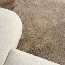Interieur05 rond hoogpolig vloerkleed Furr bruin - 200 x 200 cm
