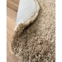 Interieur05 rond hoogpolig vloerkleed polyester Pilo taupe - 340 x 240 cm
