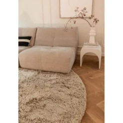 Interieur05 rond Hoogpolig Vloerkleed Polyester Pilo Beige - 120 x 120 cm