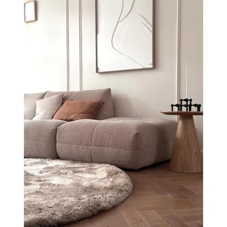 Interieur05 Rond Hoogpolig vloerkleed Odelia Stone - 240 x 240 cm